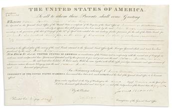 MONROE, JAMES. Three partly-printed vellum Documents Signed, as President, each granting land to various parties.